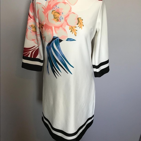 2000s neoprene geometric + floral Print dress - Picture 7 of 7